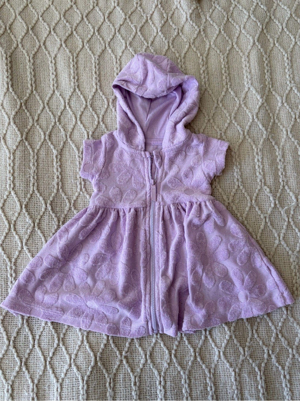 Lilac Hooded Terry Dress / Cover Up for Kids